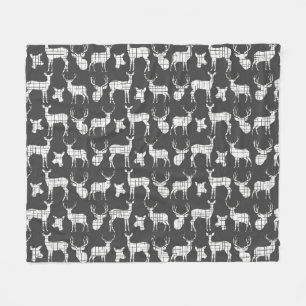 Cobertor De Velo Veado Russo Branco na Cinza Folha de Folha