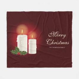 Cobertor De Velo Velas de Natal Branco Em Vermelho Com Texto Person