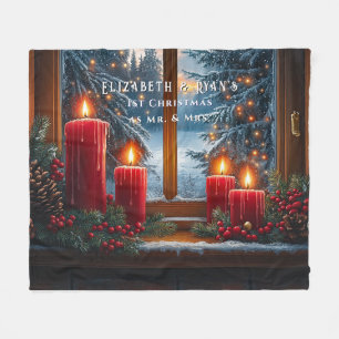 Cobertor De Velo Velas Vermelhas Bonitas Luzes de Natal Bagas Verme