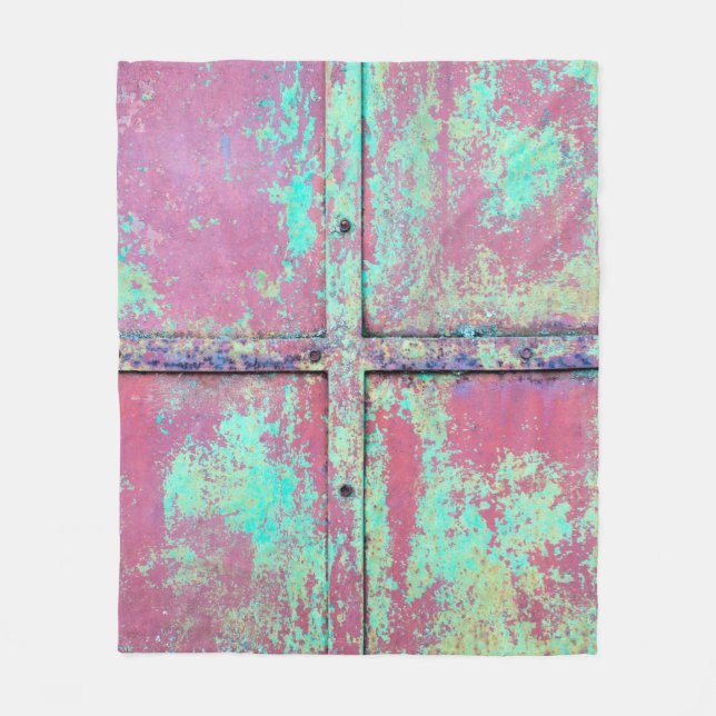 Cobertor De Velo Velho muro verde pintado com textura de ferrugem.  (Frente)