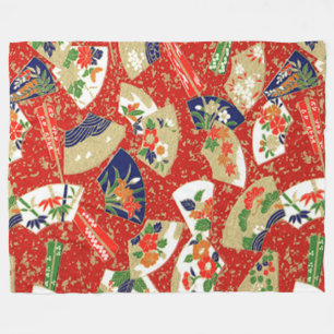 Cobertor De Velo Ventiladores Japoneses Em Vermelho