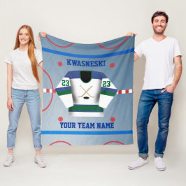 Cobertor De Velo Verde| Azul Wh. Rosa De Hóquei No Gelo| Player Jer