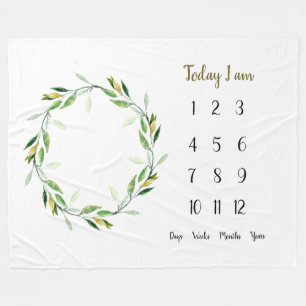 Cobertor De Velo Verde: Bebê 1rua ano Milestone Fleece Bla