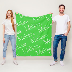 Cobertor De Velo Verde limão & branco Nome Novidade Fleece Blanket
