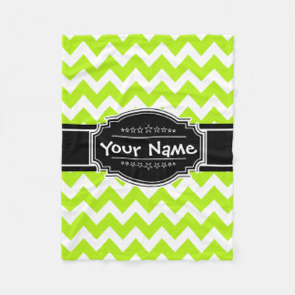Cobertor De Velo Verde limão Chevron com nome personalizado preto