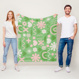 Cobertor De Velo Verde limão de Padrão de Miscelânea Natural e Rosa