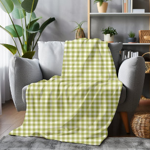 Cobertor De Velo Verde limão e Gingham Branco com Estilo Cozy Verif