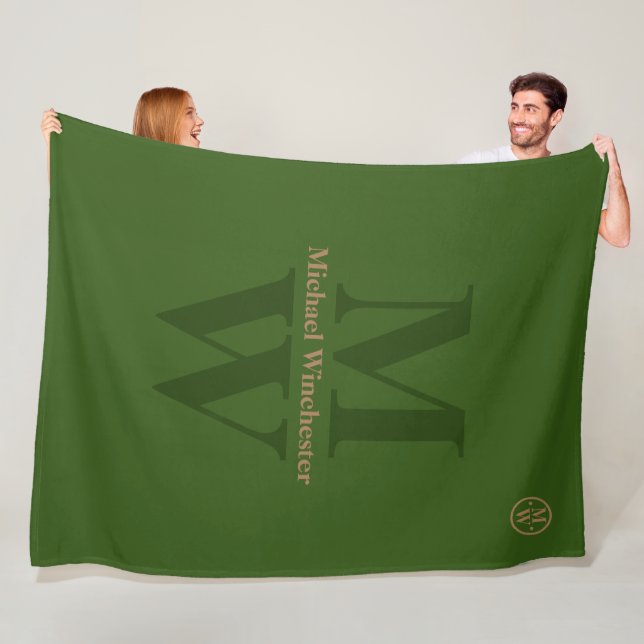Cobertor De Velo Verde monograma vertical personalizado com 2 letra (In Situ)