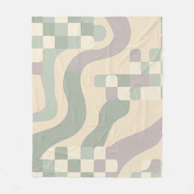 Cobertor De Velo Verde Salvia e Lilás Pastel Dinamarquês Abstrato E (Frente)