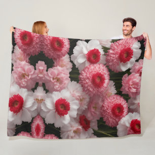 Cobertor De Velo Vermelho Armeria Floral Fleece Blanket - Luxurioso