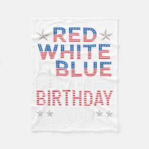 Cobertor De Velo Vermelho Branco & Azul Também é Meu Aniversári