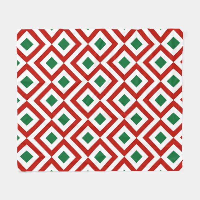 Cobertor De Velo Vermelho, Branco, Verde Meander (Frente (Horizontal))