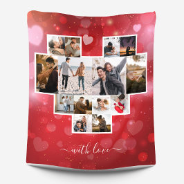 Cobertor De Velo Vermelho de Colagem de Fotos do Dia de os namorado