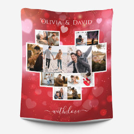 Cobertor De Velo Vermelho de Colagem de Fotos do Dia de os namorado