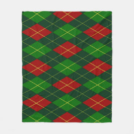 Cobertor De Velo Vermelho e Verde Argyle Fleece Blanket