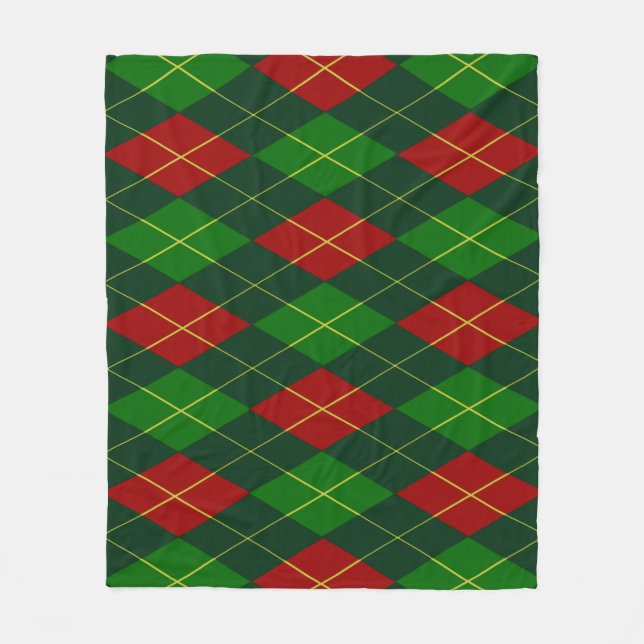 Cobertor De Velo Vermelho e Verde Argyle Fleece Blanket (Frente)