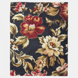 Cobertor De Velo Vermelho Opulente Italiano, Folhas Brancas Ouros