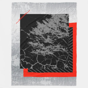 Cobertor De Velo Vermelho, preto, preto e cinzas listrados