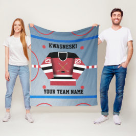 Cobertor De Velo Vermelho| Rosa de Hóquei no Gelo Negro| Player Jer