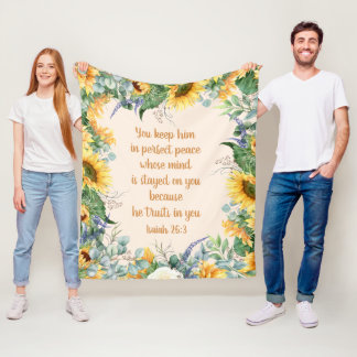 Cobertor De Velo Versículo da Bíblia Floral de Girassol Mantenha a