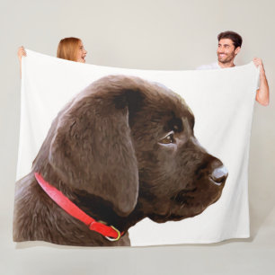 Cobertor De Velo Vestido em Vermelho - Puppy Labrador Chocolate