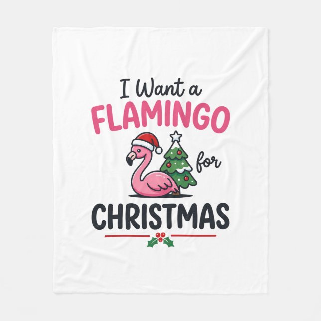 Cobertor De Velo Vetor de Citação de Natal de Flamingo (Frente)
