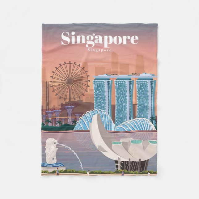 Cobertor De Velo Viagem Art Viagem Para Singapura (Frente)