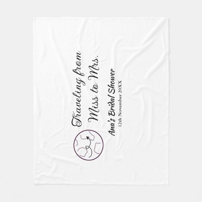 Cobertor De Velo Viagem chá de noiva adicionar nome data senhorita  (Frente)