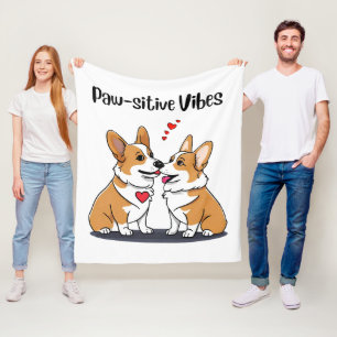 Cobertor De Velo Vibes Corgis no Amor