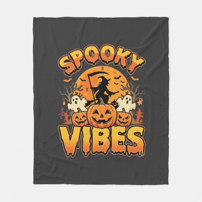 Cobertor De Velo Vibrações Assustadoras Abóbora de Halloween Design (Frente)