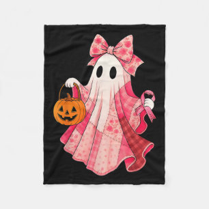 Cobertor De Velo Vibrações Assustadoras Fantasma Rosa Pré-Halloween