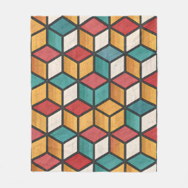 Cobertor De Velo Vibrant 3D Cube Optical Illusion Pattern