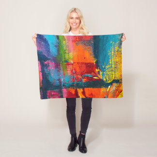 Cobertor De Velo Vibrant Abstract Acrylic Art Throw Blanket