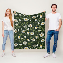 Cobertor De Velo Vibrant Daisy Pattern with Lush Green Accents