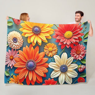 Cobertor De Velo Vibrant Floral Fantasy Design