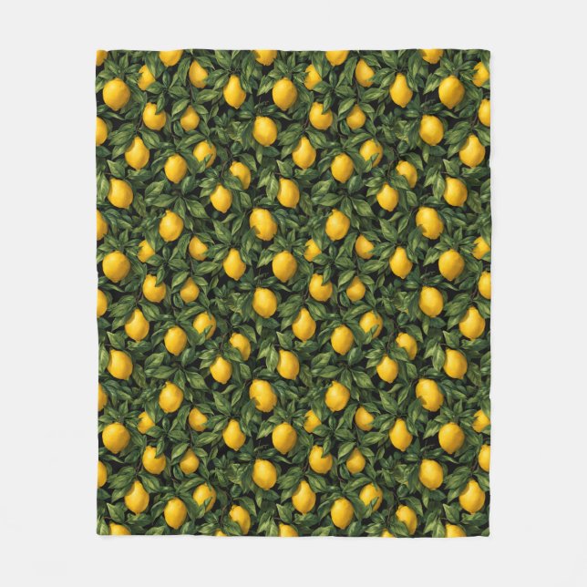 Cobertor De Velo Vibrant Lemon Citrus Tree Pattern (Frente)
