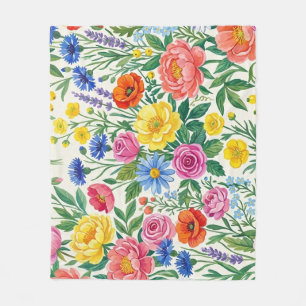 Cobertor De Velo Vibrant Wildflower Meadow Botanical Garden Print