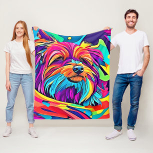 Cobertor De Velo Vibrant Yorkie Pop Art