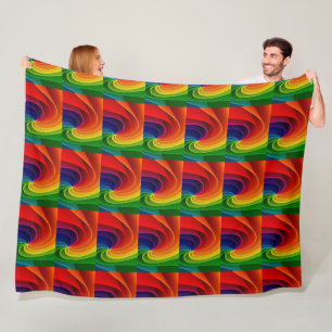 Cobertor De Velo Vibrante Arte Geométrica Abstrata Vórtice Arco-Íri
