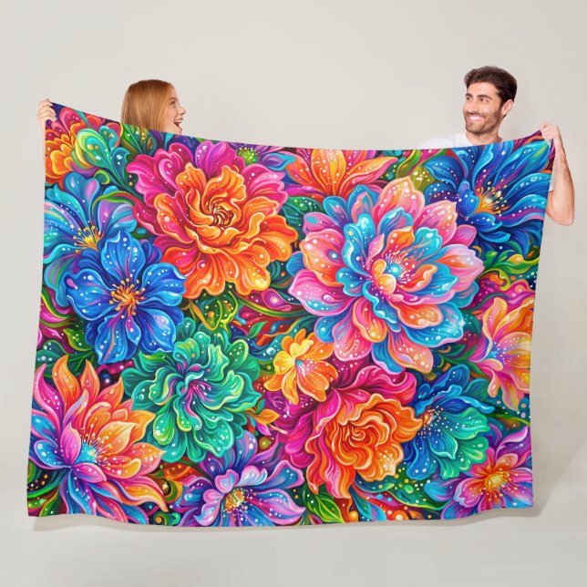 Cobertor De Velo Vibrante Paisagem de Sonhos com Flores – Boho Psic (In Situ)