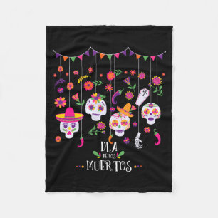 Cobertor De Velo Vibrantes Caveiras Calavera de Açúcar Dia do Gover