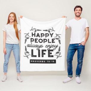 Cobertor De Velo Vida Feliz com Fé – Provérbios 15:15 Arte