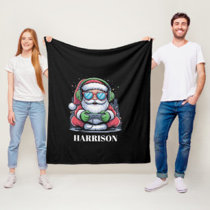 Cobertor De Velo Vídeo Game de Natal Personalizado do Papai Noel Na