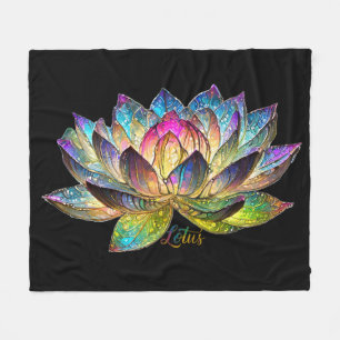 Cobertor De Velo Vidro Colorido Flor de Lótus em Preto