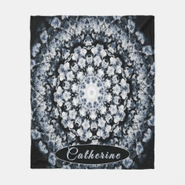 Cobertor De Velo Vidro Floral Preto e Prata Personalizado