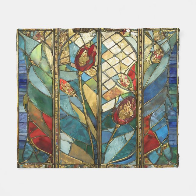 Cobertor De Velo Vidro Vermelho Chefe Poppies no nascer do Sol (Frente (Horizontal))