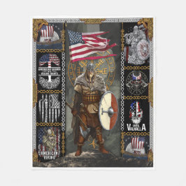 Cobertor De Velo Viking Warrior Em Pé De Bandeira Americana