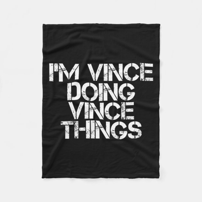 Cobertor De Velo Vince Doing Vince Things Funny Birthday Name Gift (Frente)