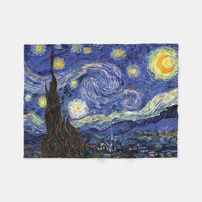 Cobertor De Velo Vincent Van Gogh - A Bela Arte da Noite Estrelada (Frente (Horizontal))