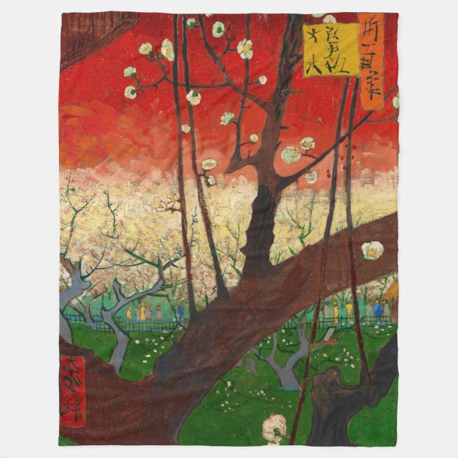Cobertor De Velo Vincent van Gogh - Árvore de ameixa de flores (Frente)